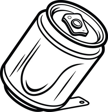 recommend clip art: Crushed aluminum can single outline drawing icon. Simple black and white line art illustration no white background