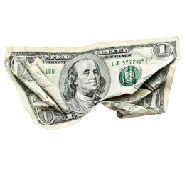 Wrinkled One Dollar Bill Close Up