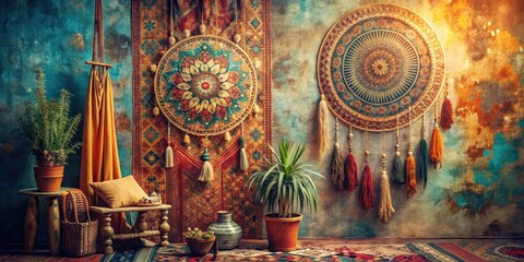 Fototapeta premium Abstract bohemian style featuring minimalist design elements, bohemian, abstract, minimalist,design, artistic, creative