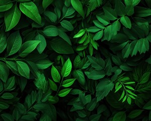 A close-up view of lush green leaves creating a vibrant, natural background full of life and tranquility.