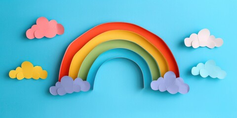 Paper Rainbow Craft for Kids DIY Step by Step Instructions for Creating a Colorful Rainbow and Clouds Step 3 Finished Craft Art