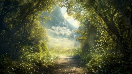 Obraz premium A path that passes through a lush forest