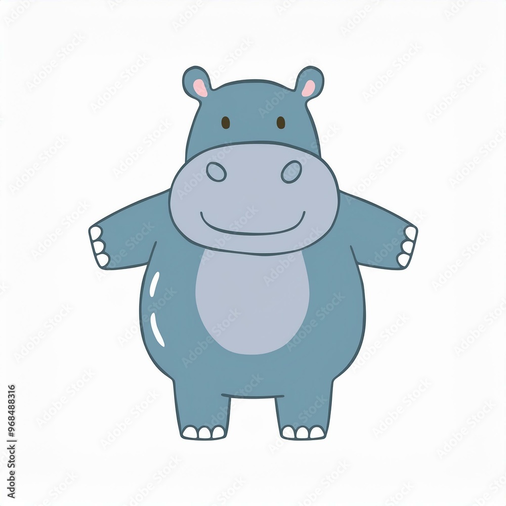 Wall mural hippo illustration isolated on white