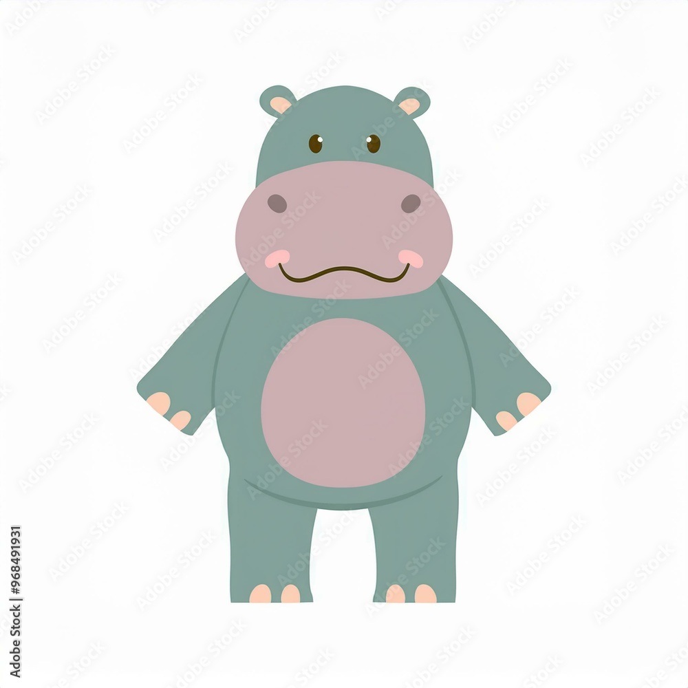 Wall mural hippo illustration isolated on white