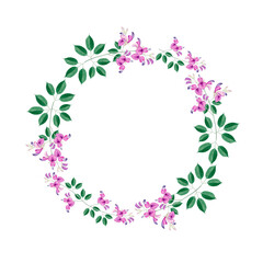 萩 秋の花　フレーム リース　水彩 イラスト