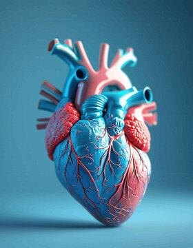 3D Artwork of a Heart with Vibrant Colors and Anatomical Details
