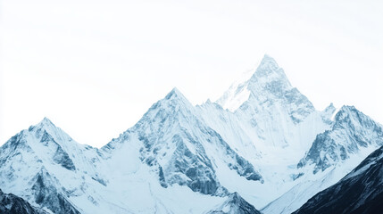 Obraz premium A scenic image of towering mountain peaks covered in snow, isolated on a white background.