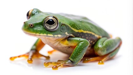 Metamorphosis tadpole of a Tiger Legged Monkey Frog Phyllomedusa hypochondrialis Tiger Legged Monkey Frog metamorphosis on isolated background Close Up, development, colorful, vibrant