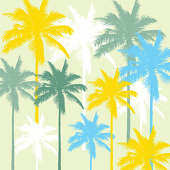 Tropical seamless pattern print.Parrot drawing with palm tree seamless pattern.Fun t-shirt design for summer.