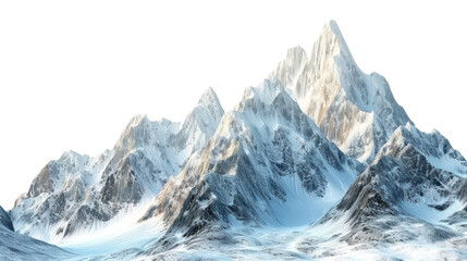Obraz premium Snow-capped rugged mountains on transparent background