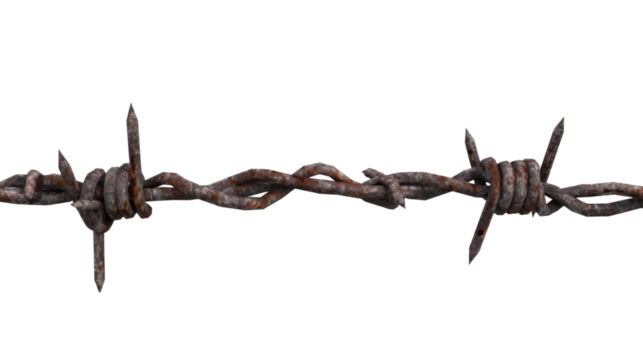 Barbed wire on transparent background