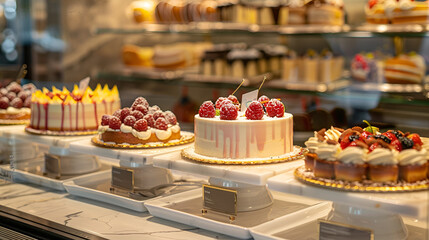 cakes on a bakery ,generative ai