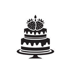 Cake silhouette. Cake vector illustration isolated on white background.