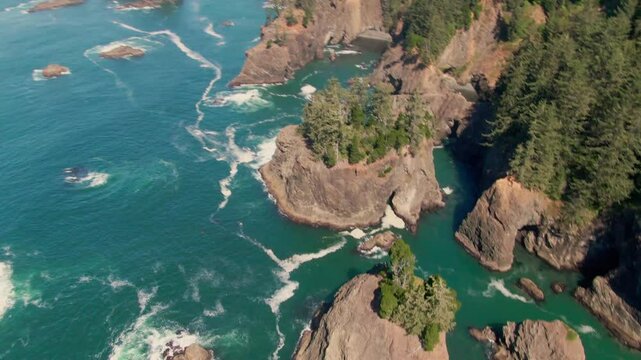Aerial of Samuel H. Boardman Natural Bridges - Brookings, Oregon Coast 1

