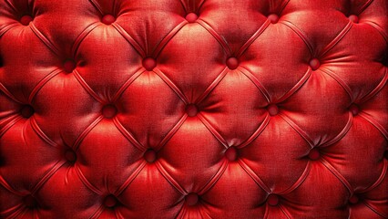 Fototapeta premium Red capitone tufted fabric upholstery texture with a fisheye lens effect, detail, tufted, furniture,red, upholstery, background, texture, home decor, elegant, retro, close-up, luxury