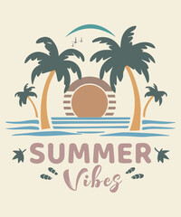 palm tree beach sunset, Long beach, summer vibes hand draw, summer beach slogan with beach illustration, Hawaii, Aloha surf typography for t-shirt print , vector print,