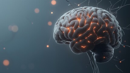 Obraz premium Brainpower Illuminated: A 3D rendering of the human brain with glowing neural pathways, symbolizing the power of thought, learning, and the intricate workings of the mind. 