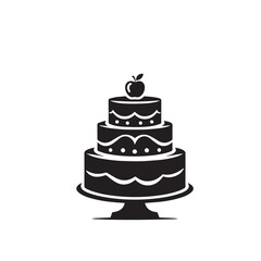 Cake silhouette. Cake vector illustration isolated on white background.