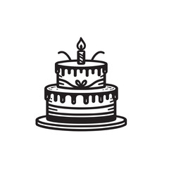 Cake silhouette. Cake vector illustration isolated on white background.