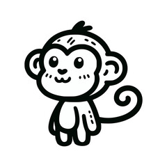 cute monkey animal cartoon doodle hand drawn vector illustration template design