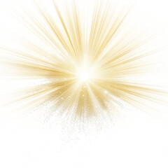 Radiant Sunburst Light Overlay with Golden Rays on white and transparent background.
