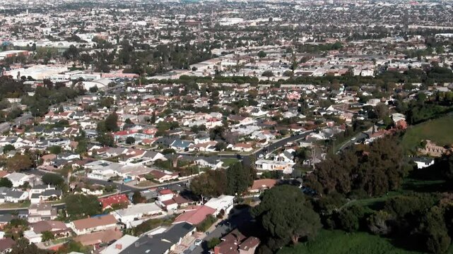 Aerial of Kenneth Hahn State Recreation Area, Baldwin Hills - Overlooking Los Angeles County and San Gabriel Mountains 4