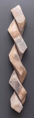 A unique twisted stone sculpture featuring intricate textures and earthy tones, ideal for modern decor and artistic displays.