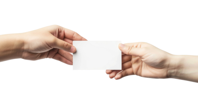 Hand hold blank card on transparent background - Powered by Adobe