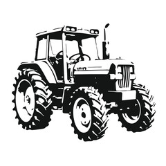 Obraz premium farm tractor stencil vector hand drawn illustration