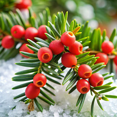 Obraz premium christmas tree with berriescherry, red, fruit, tree, berry, food, berries, branch, nature, leaf, ripe, cherries, plant, summer, garden, autumn, agriculture, sweet, bunch, leaves, cowberry, bush, sprin