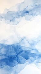 Obraz premium A serene blue abstract watercolor art piece, featuring soft waves and delicate transparency, perfect for calming decor.