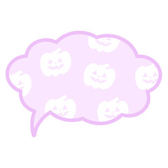 Illustration of Halloween text bubble with pumpkin pattern on purple background for decoration, text, message, speech, chatting, dialogue, cartoon, comic, masking tape, sticker, print, campaign badge