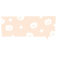 Illustration of Halloween text bubble with pumpkin pattern on orange background for decoration, text, message, speech, chatting, dialogue, cartoon, comic, masking tape, sticker, print, campaign badge