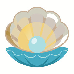 The pearlescent surface of a clam shell Vector illustration. The gem vector