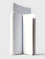 Naklejka premium A minimal illustration of a book with its pages slightly open, casting a soft shadow. The book is depicted with clean lines and a plain background, representing knowledge and discovery