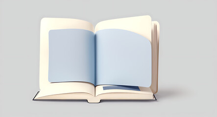 A minimal illustration of a book with its pages slightly open, casting a soft shadow. The book is depicted with clean lines and a plain background, representing knowledge and discovery