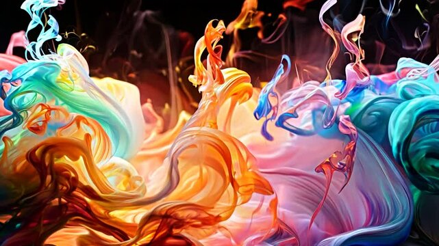 Vibrant music notes float through swirling colored smoke, visualizing sound through a synesthetic experience