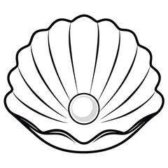 The pearlescent surface of a clam shell Vector silhouette