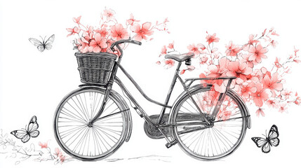Vintage Bicycle with Flowers.