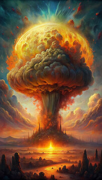 explosion of firefire, flame, abstract, sky, red, burning, ball, sunset, heat, smoke, sun, orange, space, burn, hot, water, planet, earth, light, sphere, black, cloud, explosion, fireball, sport