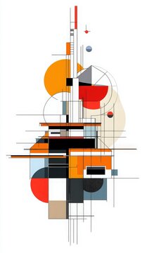 A vibrant abstract composition featuring geometric shapes in bold colors, perfect for modern art enthusiasts and design projects.