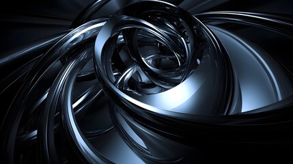 Abstract Metallic Swirls 3D Render