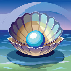 The pearlescent surface of a clam shell Vector illustration