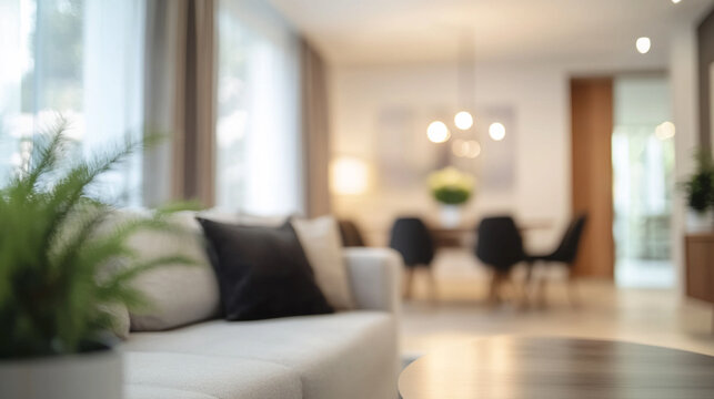 Blurred modern living room interior background luxury comfortable seating calm and inviting living room area
