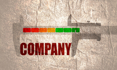 Business concept. Keyword company and the caliper