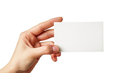 Obraz premium Hand hold blank card on transparent background