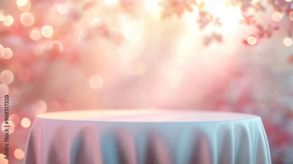 Poster pink table background with shadow for product presentation. product display podium with generative a