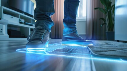 Obraz premium High tech home piezoelectric floor generating electricity from footsteps