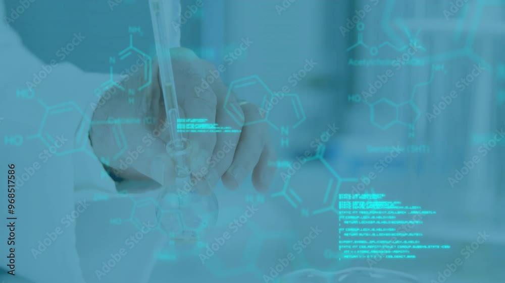 Canvas Prints animation of scientific data processing over caucasian female scientist in laboratory