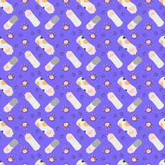 seamless pattern of cats paws